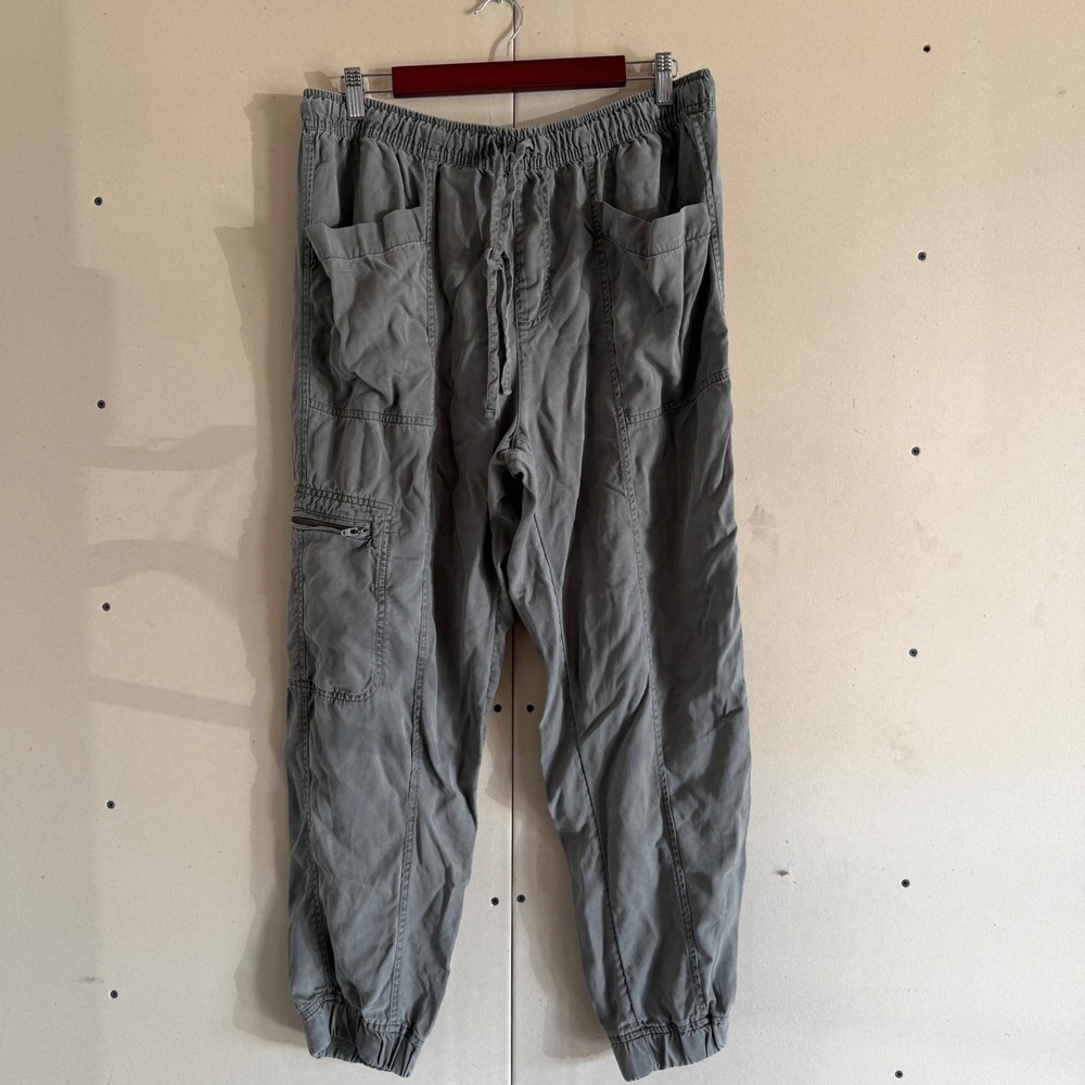 Nicole Miller New York Women XL Cargo Joggers Olive Green Lyocell Soft Pants